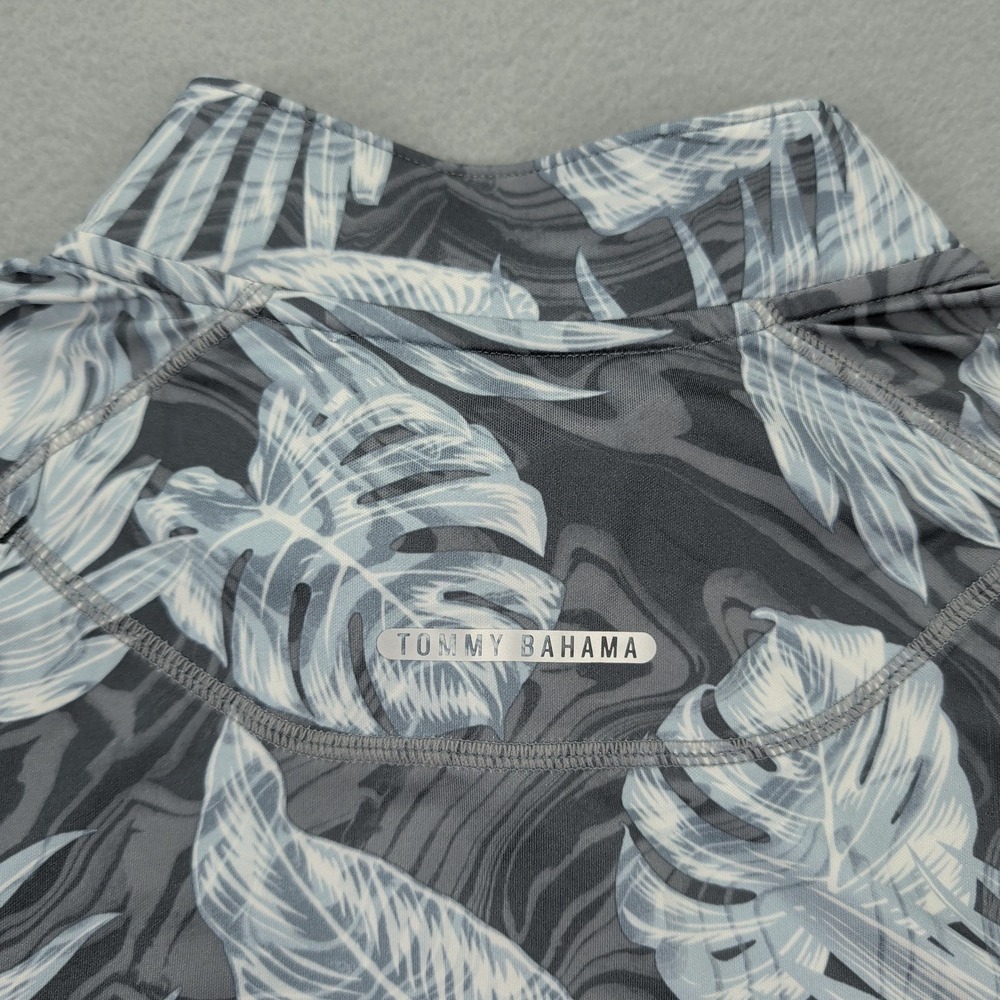 Tommy Bahama Pullover Mens Large Gray Marbled Monstera Half Zip IslandZone UPF - Picture 11 of 12